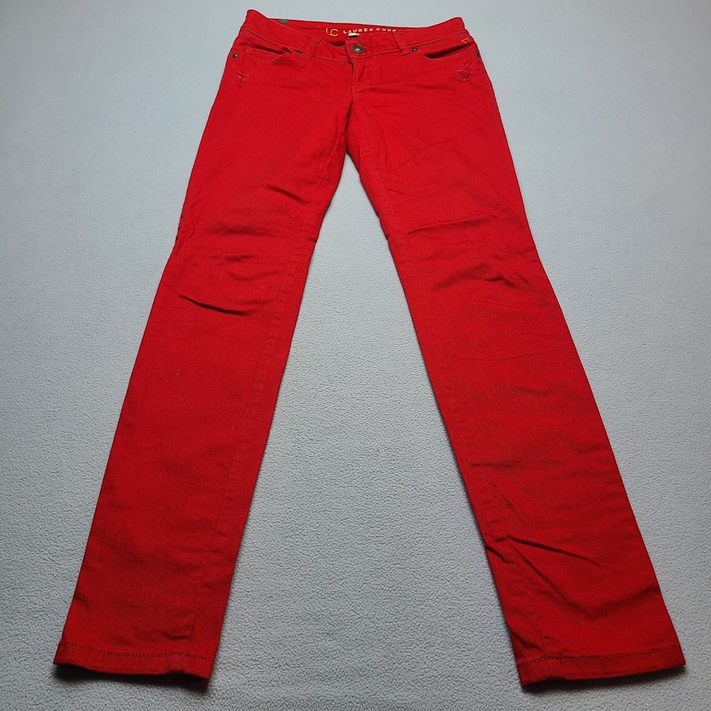 LC Lauren Conrad Skinny Jeans Womens 2 Red Excellent Distressed Stretch Pants